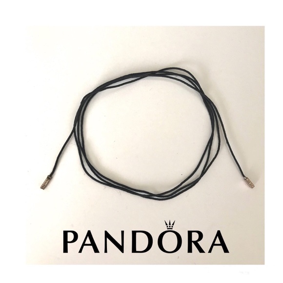 Pandora 38 Black Leather Cord Necklace 